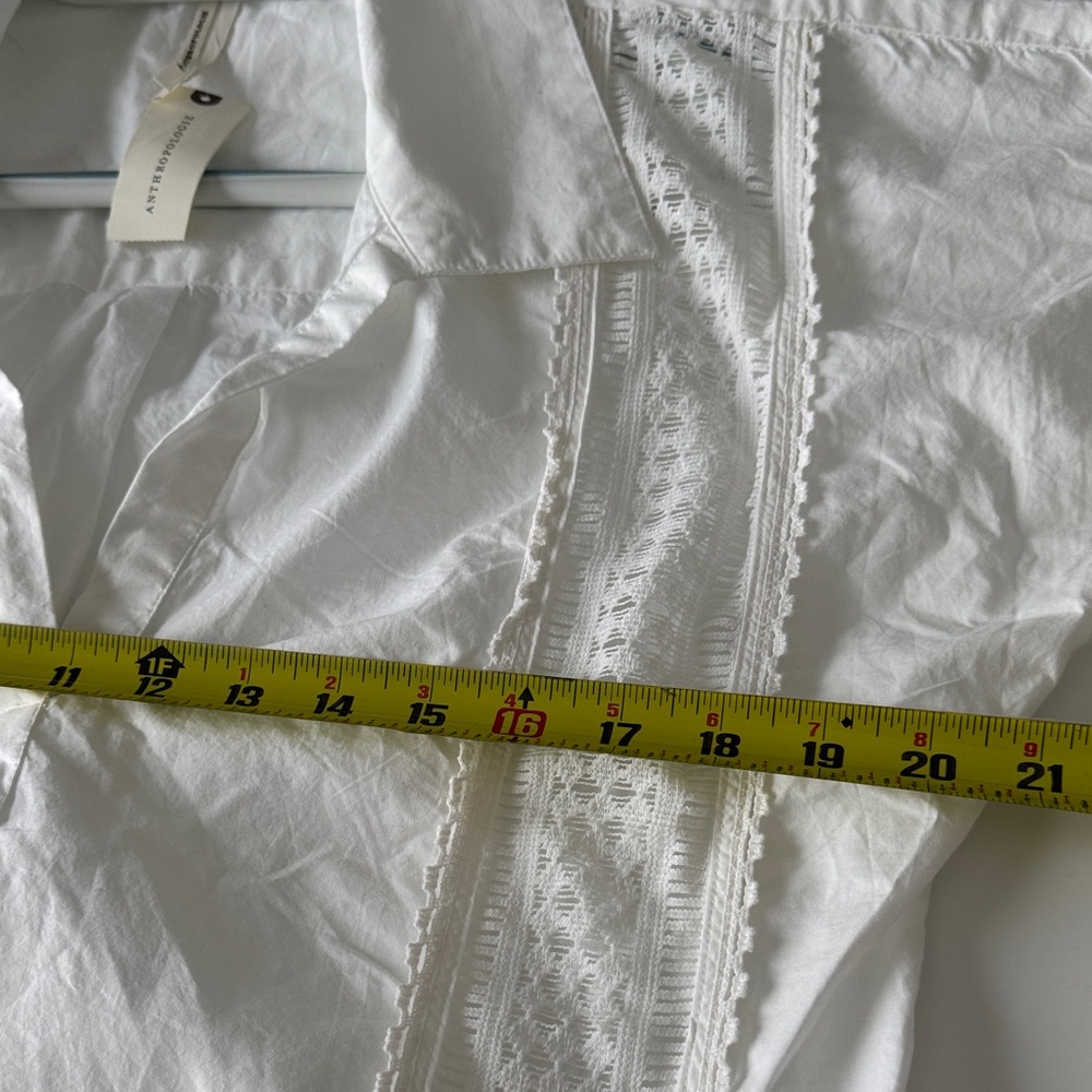 Anthropologie White Lightweight Popover Top - Picture 6 of 7